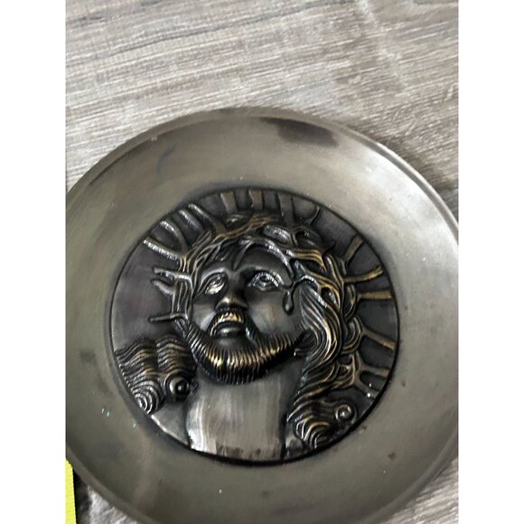 Vintage Solid Brass Jesus Christ Crown Of Thorns Brass Plate Wall Art - Picture 4 of 6